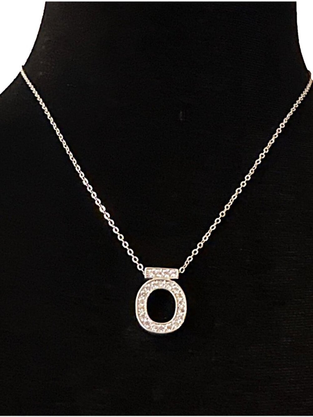 Sparkling Simulated Diamond Pendant Necklace Silver Tone Adjustable Length